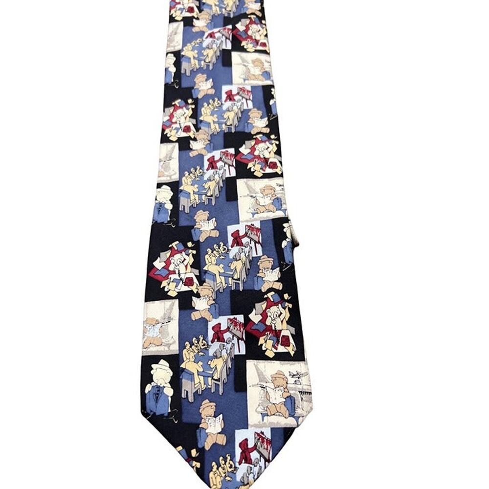 Vintage "Ted the Bear" 100% Silk Multi-Colored Men's Tie Circa 2012